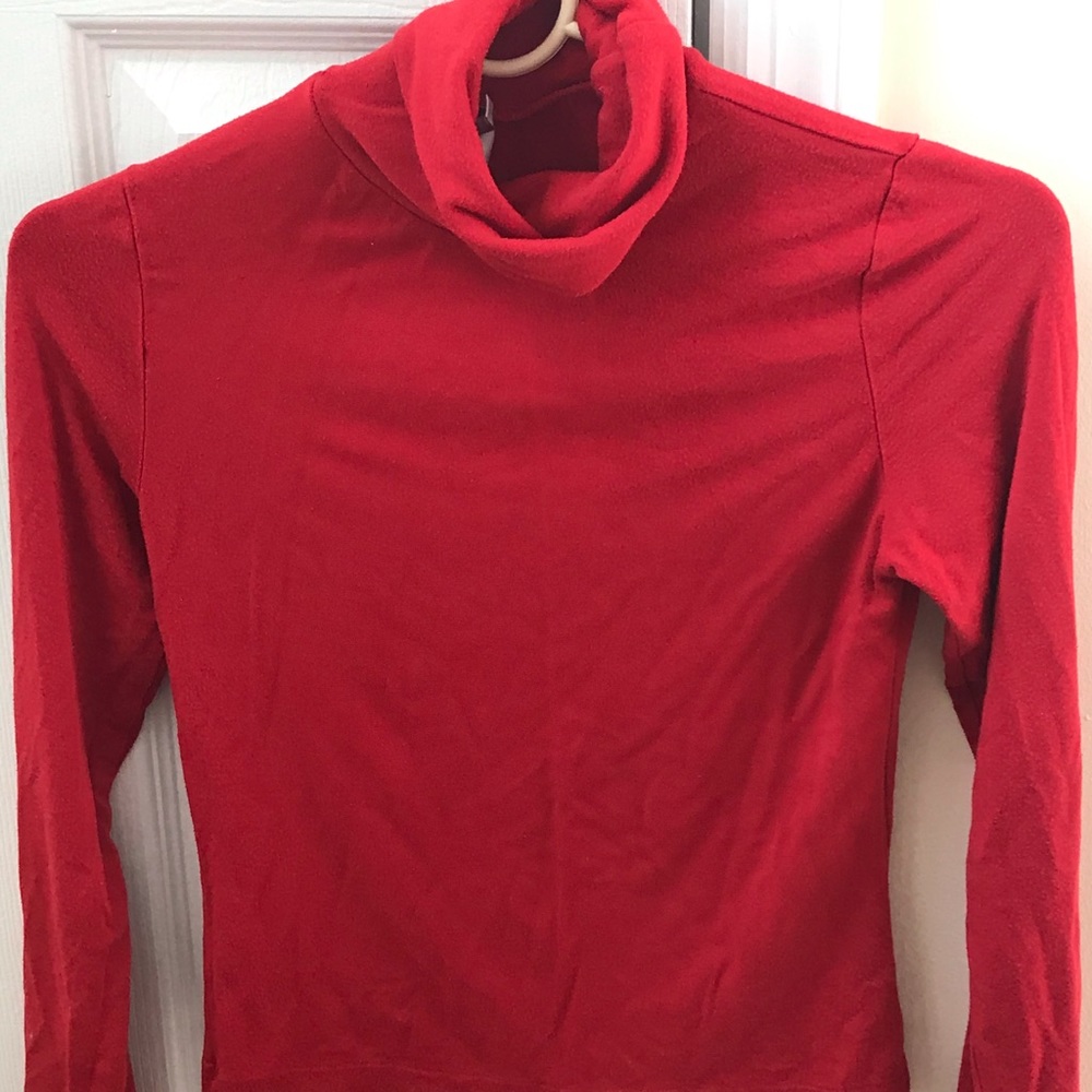 Red Long Sleeve Collar Top
